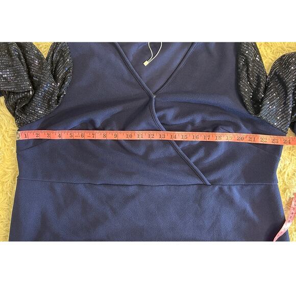 Emery Rose Women's Size 5XL Navy Sequin Sleeve Sheath Knee Length Dress #0421 - Picture 11 of 14